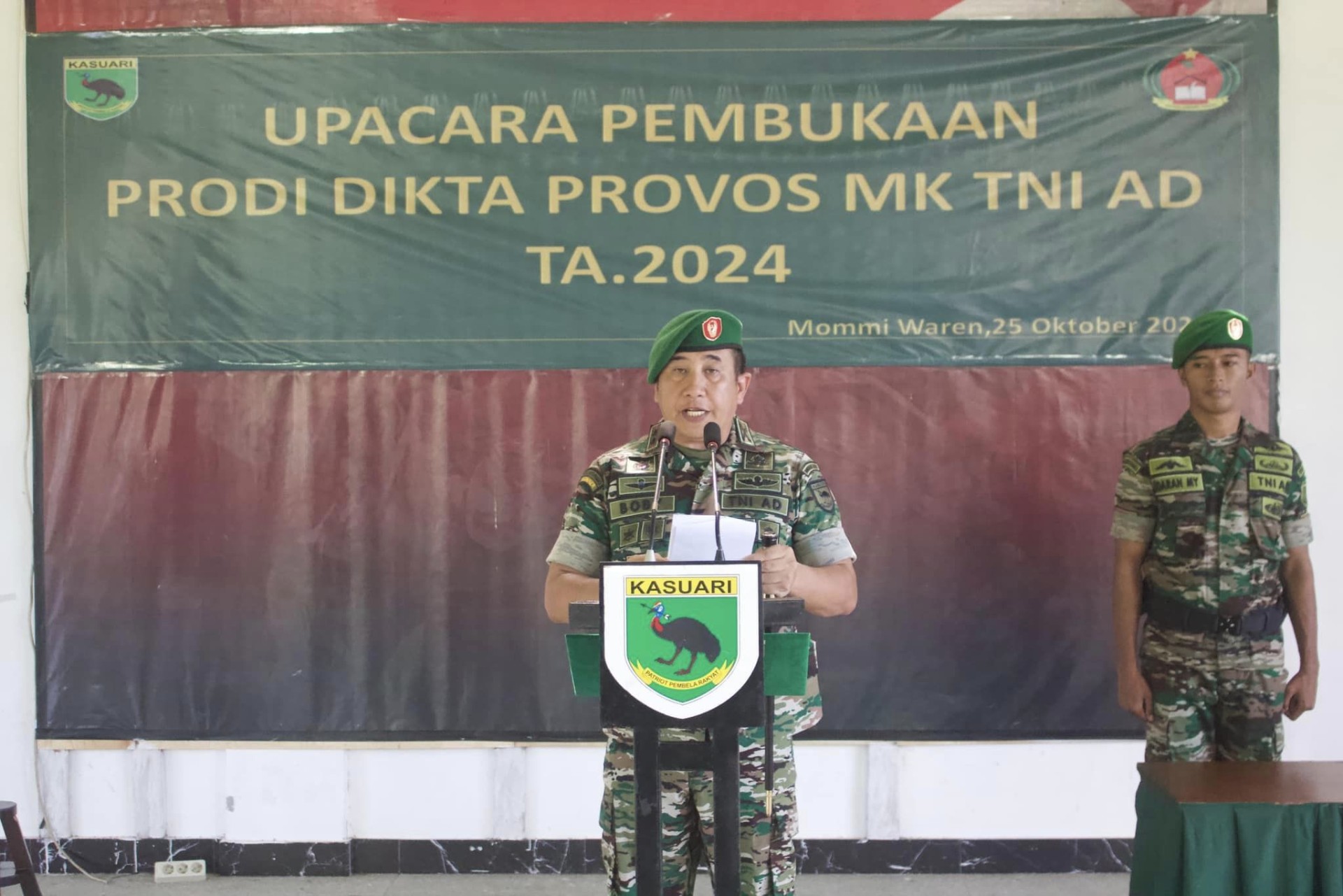 Plh. Dandodikjur Rindam XVIII/Ksr Resmi Buka Prodi Dikta Provos MK TNI AD TA 2024