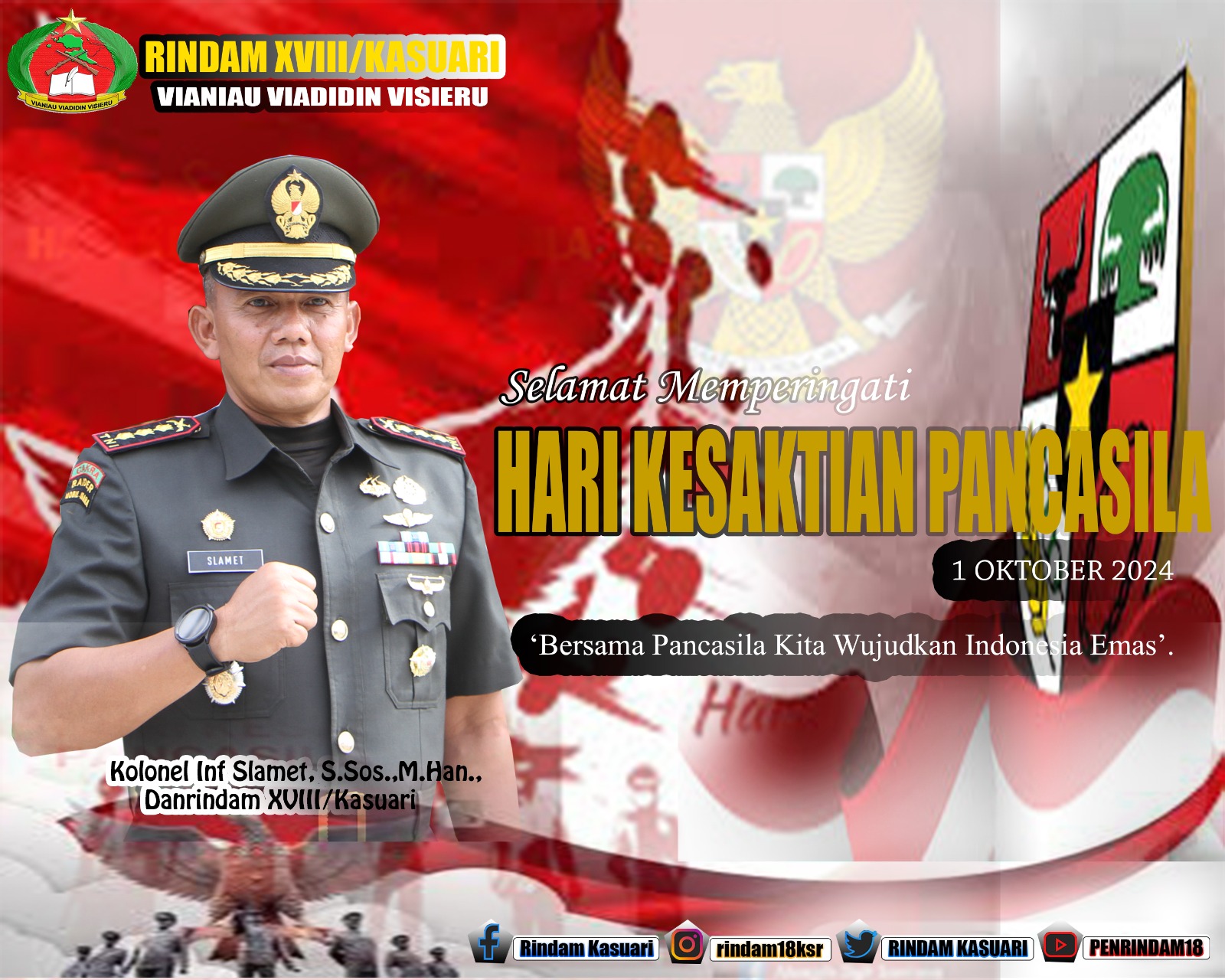 UCAPAN HARI KESAKTIAN PANCASILA (DANRINDAM XVIII/KASUARI