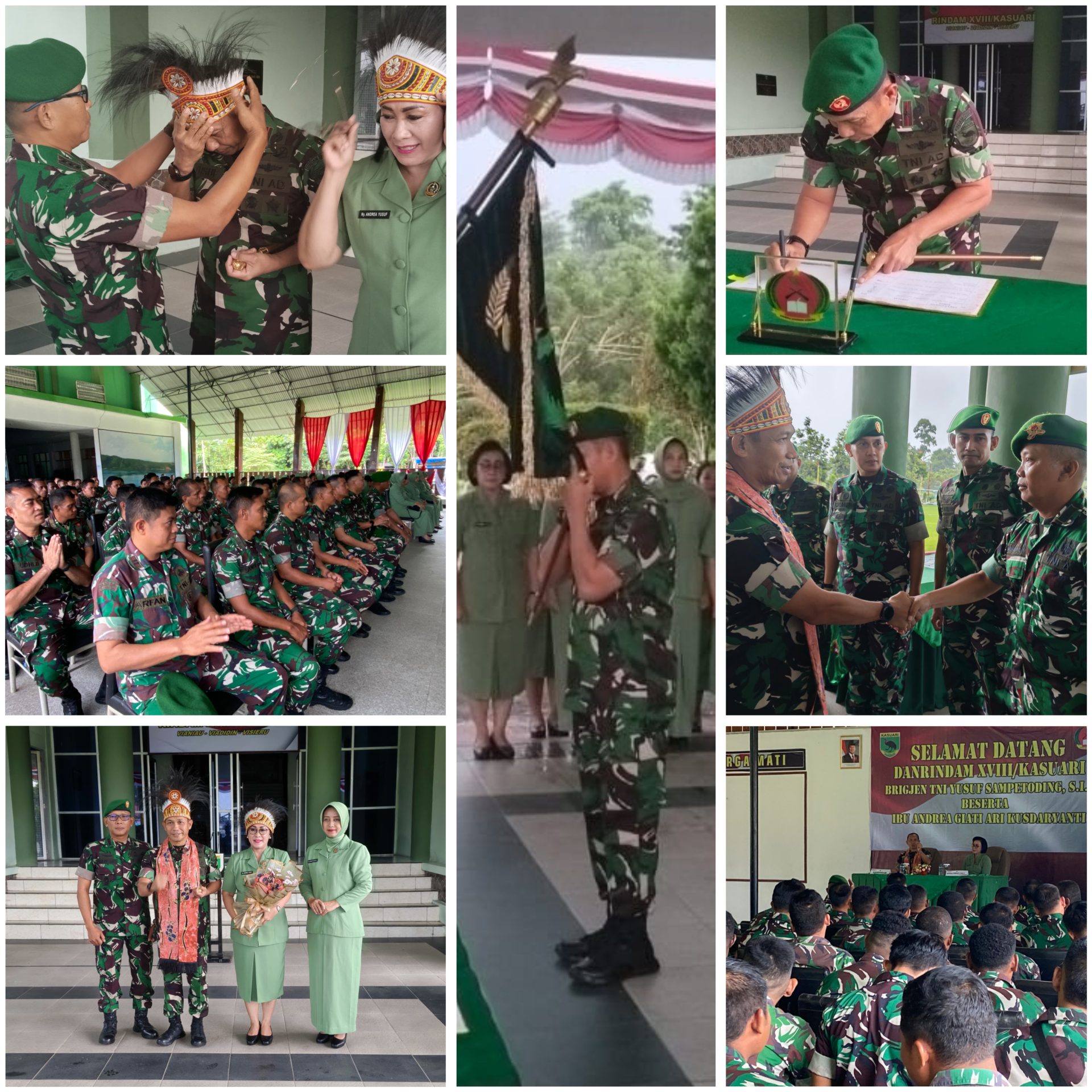 Tradisi Penyambutan Danrindam XVIII/Kasuari Brigjen TNI Yusuf Sampetoding