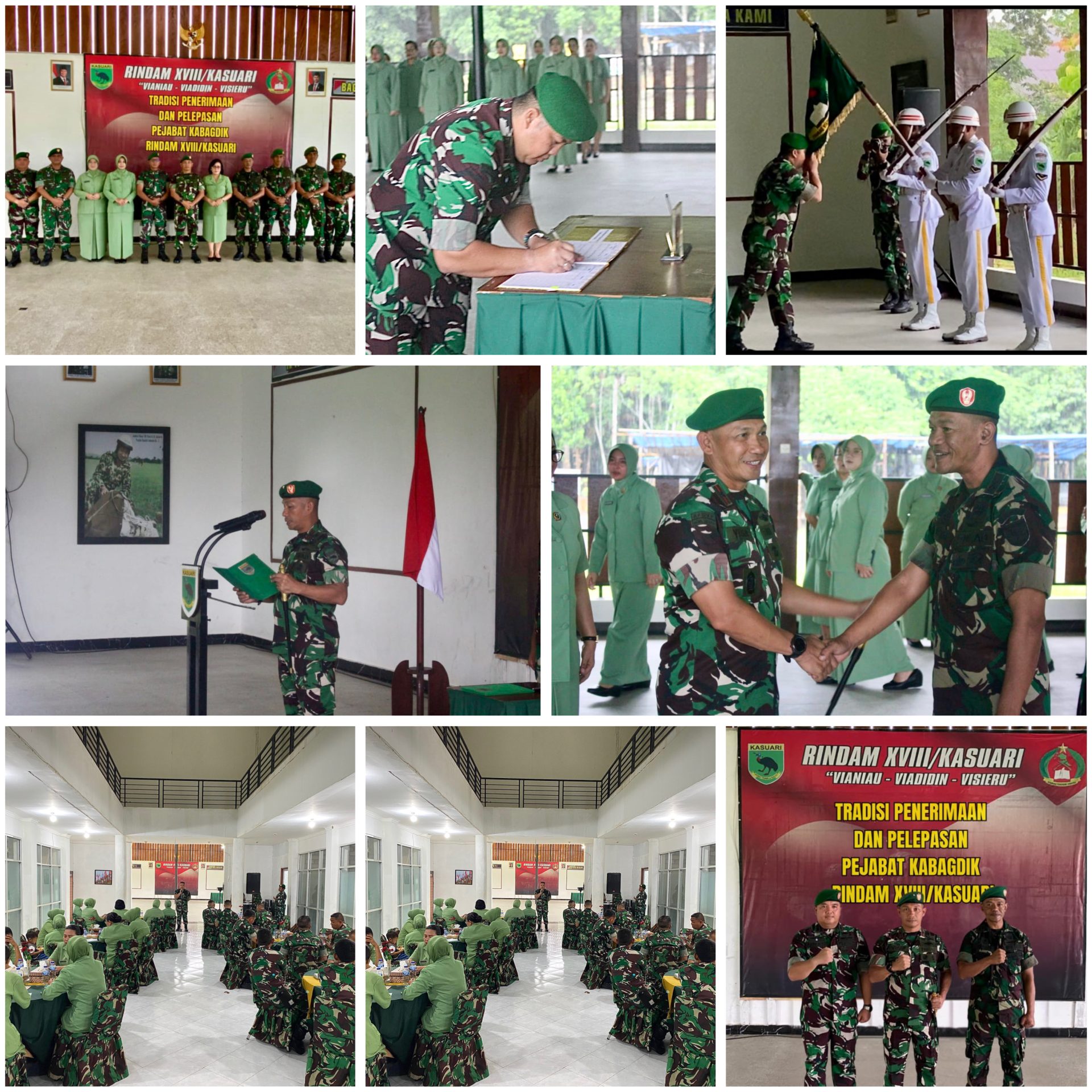 Rindam XVIII/Ksr Laksanakan Acara Tradisi Pelepasan, Sertijab dan Penerimaan Personel Baru