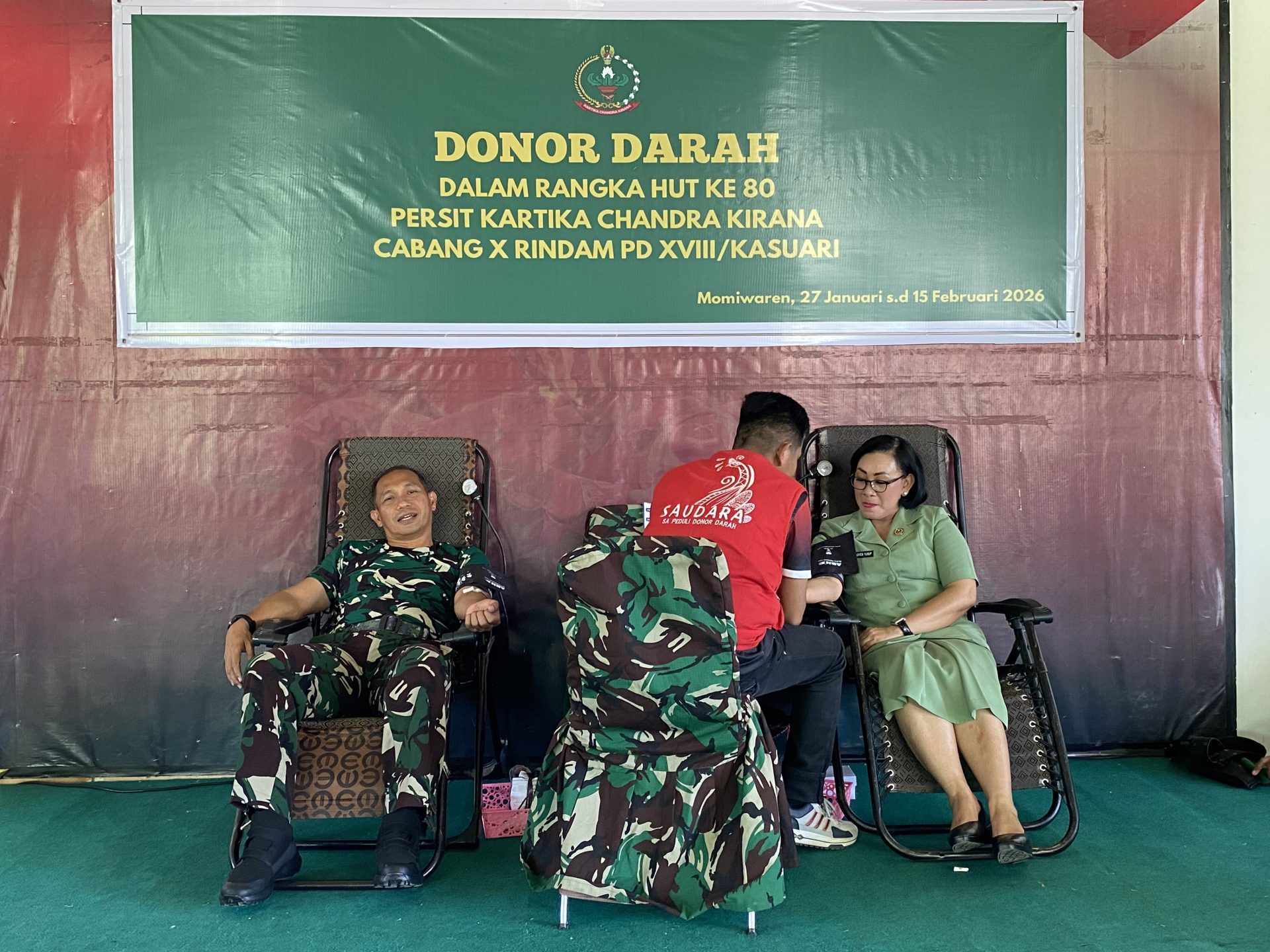 Jelang HUT Persit KCK Ke-80, Rindam XVIII/Kasuari Gelar Donor Darah